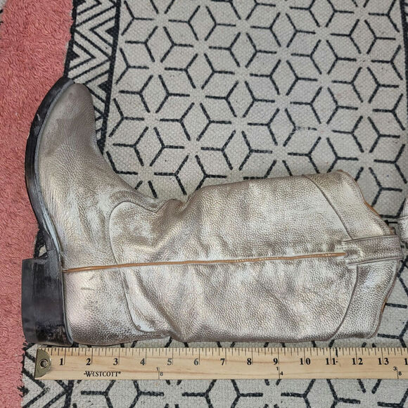 FRYE Billy Daisy Pull-On Leather Western Boots in Light Metallic Gold, sz 7 - Picture 16 of 16